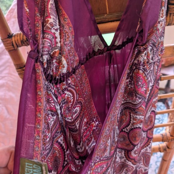 Merlot paisley silky adjustable festival sundress - Picture 2 of 5